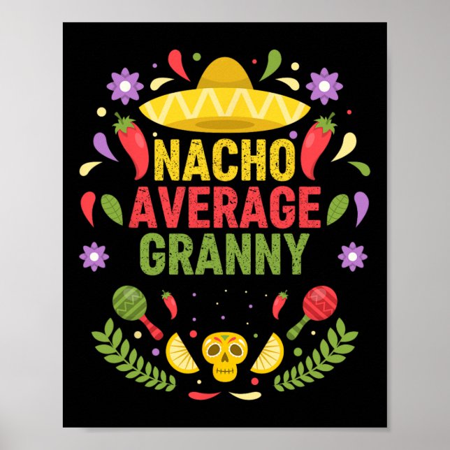 Póster Cinco De Mayo Divertida Nacho Abuela Promedio  (Frente)