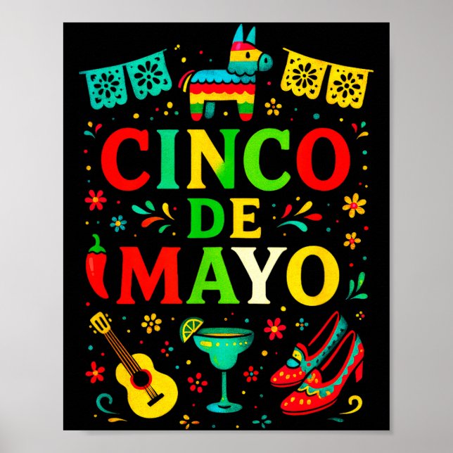 Póster Cinco de mayo - fiesta de partido mexicano celebra (Frente)