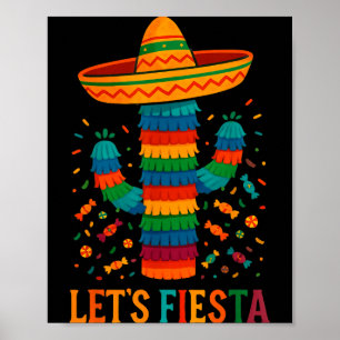 Póster Cinco de mayo fiesta divertida de cactus mexicano 