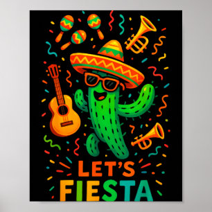 Póster Cinco de mayo fiesta divertida de cactus mexicano
