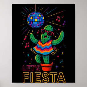 Póster Cinco de mayo fiesta mexicana de cactus divertida 