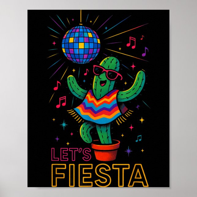 Póster Cinco de mayo fiesta mexicana de cactus divertida  (Frente)