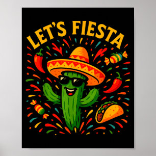 Póster Cinco de mayo fiesta mexicana de cactus divertida
