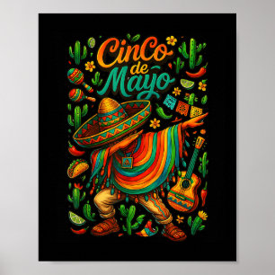 Póster Cinco De Mayo Fiesta Niño Mexicano Poncho Fiesta