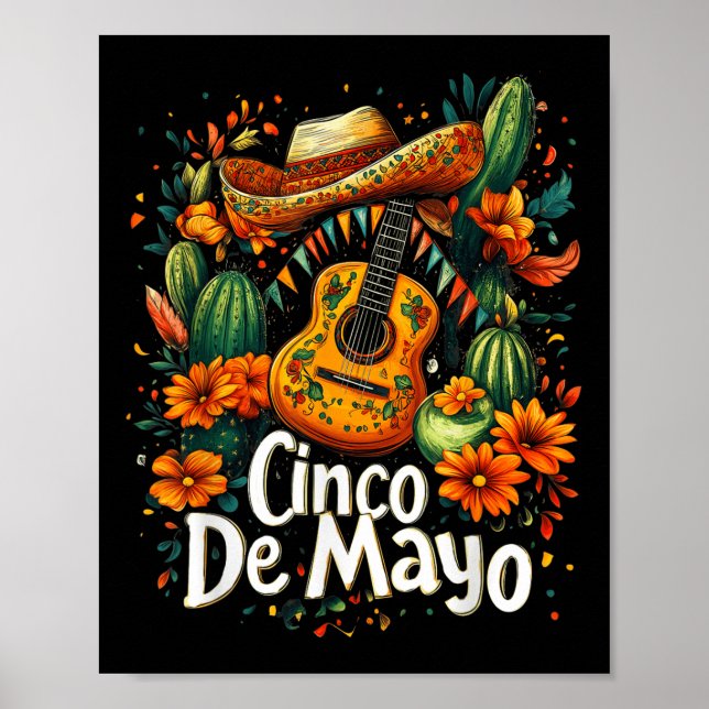 Póster Cinco De Mayo - Funny mexicana Poncho Fiesta Fiest (Frente)