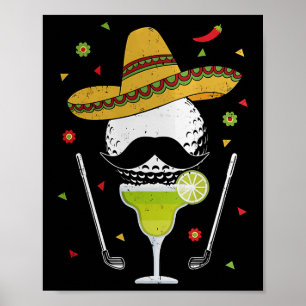 Póster Cinco De Mayo Golfista Con Sombrero Y Margarita