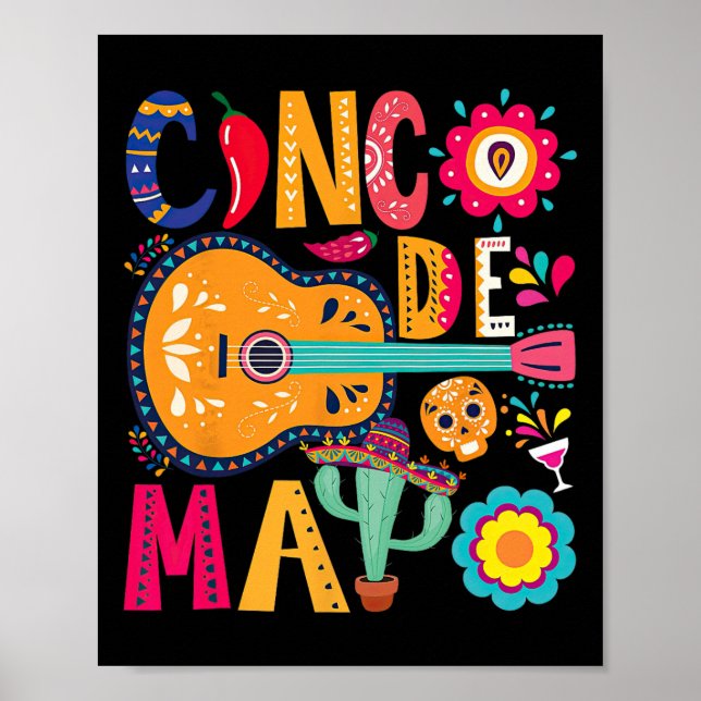 Póster Cinco De Mayo Guitarra Fiesta Fiesta Mexicana Feli (Frente)