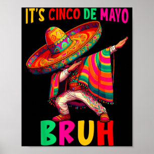 Póster Cinco de mayo hermano chico mexicano haciendo dabb