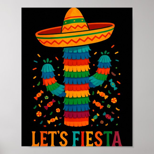 Póster Cinco de mayo mexican cactus party funny letsCinco (Frente)