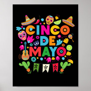 Póster Cinco De Mayo Para Los Niños Femeninos Fiesta Mexi