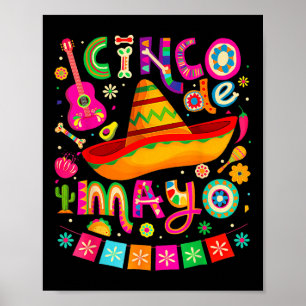 Póster Cinco De Mayo Para Los Niños Femeninos Fiesta Mexi