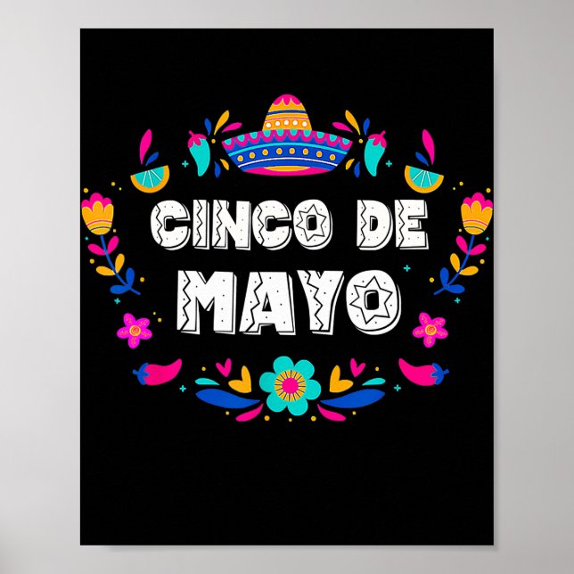 Póster Cinco De Mayo Para Los Niños Femeninos Fiesta Mexi (Frente)