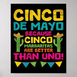 Póster Cinco de mayo porque cinco Margaritas son mejores