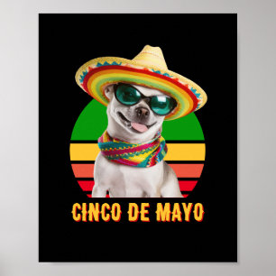 Póster Cinco De Mayo Sombrero Chihuahua Con Gafas De Sol