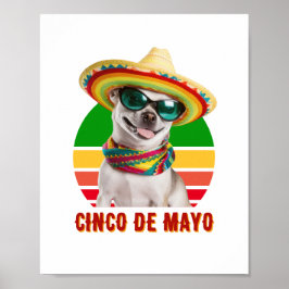 Póster Cinco De Mayo Sombrero Chihuahua Con Gafas De Sol