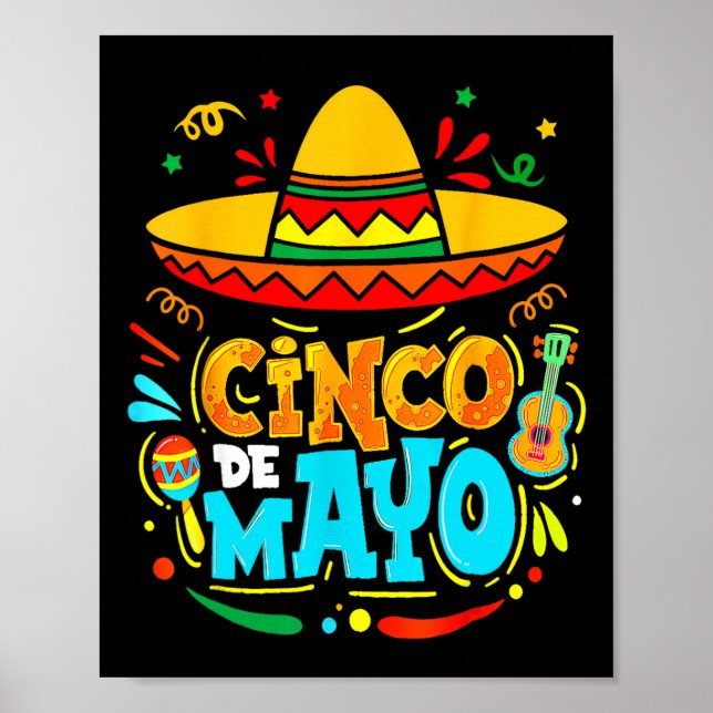 Póster Cinco De Mayo Sombrero Mexicano Fiesta Chile (Frente)