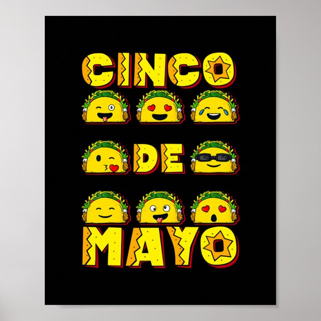 Póster Cinco de Mayo Taco graciosos chicos comida mexican (Frente)
