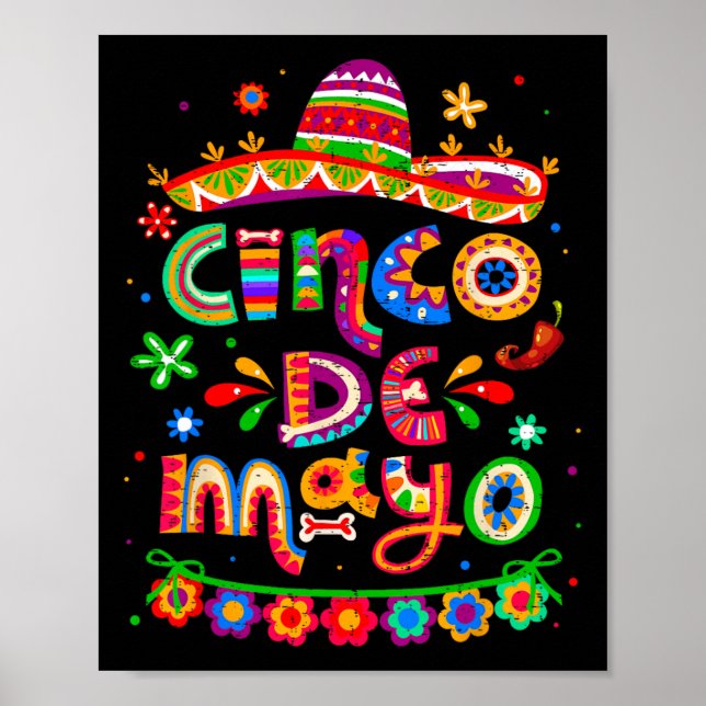 Póster Cinco De Mayo Tacos Mexicanos Vamos Fiesta Cinco D (Frente)