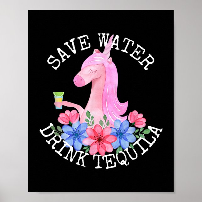 Póster Cinco De Mayo Unicornio Salven Agua Beber Tequila (Frente)