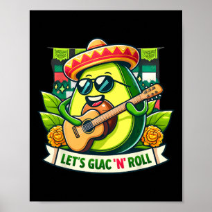 Póster Cinco De Mayo ¡Vamos a Guac n' Roll! Guitarrista d