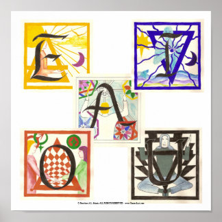 Póster Cinco elementos y vocales