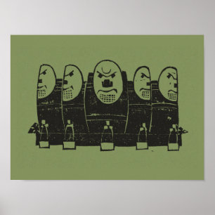 Póster Cinco escudos con caras de Gerrit Willem Dijsselho