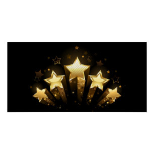 Póster Cinco estrellas de oro en negro