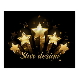 Póster Cinco estrellas de oro en negro