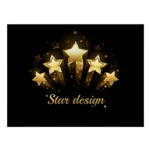 Póster Cinco estrellas de oro en negro