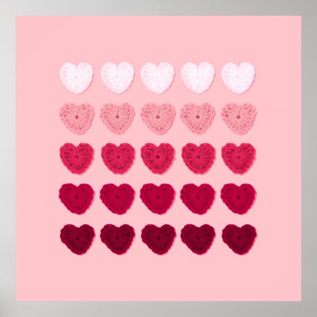Póster Cinco filas y columnas de corazones de punto (Frente)