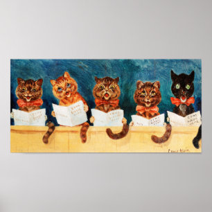 Póster Cinco gatos cantantes, Louis Wain