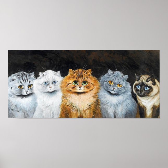 Póster Cinco gatos, Louis Wain (Frente)