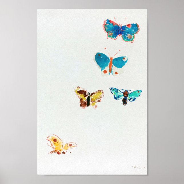 Póster Cinco mariposas, Redon (Frente)