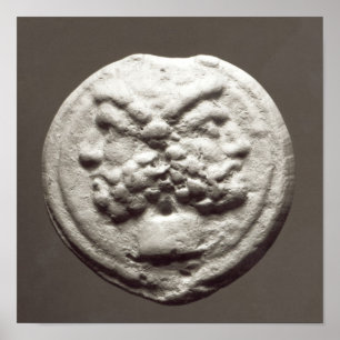 Póster Cinco monedas que representan Jano, Júpiter