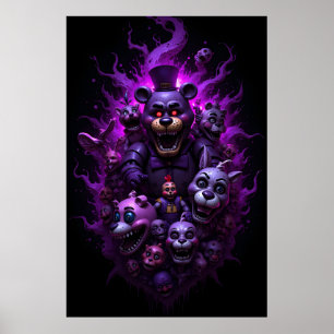 Póster Cinco Noches en Animatronicos de Freddys con Purpu