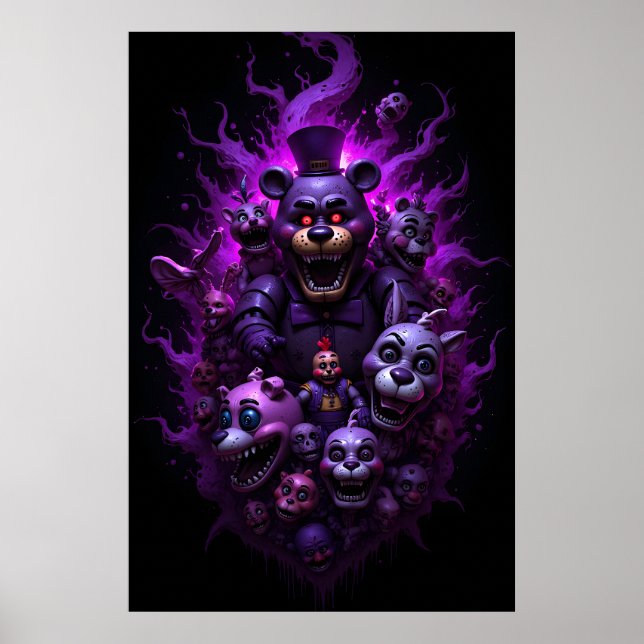 Póster Cinco Noches en Animatronicos de Freddys con Purpu (Frente)