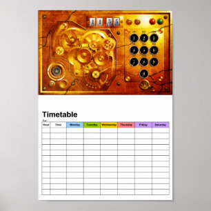 Póster Cinco para las 12 Reloj Steampunk Grunge