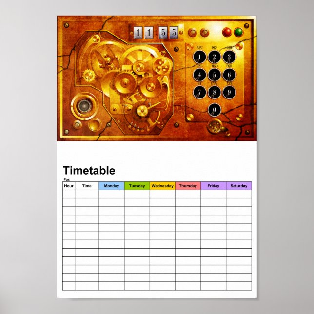 Póster Cinco para las 12 Reloj Steampunk Grunge (Frente)