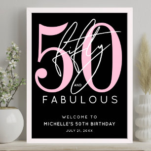 Póster Cincuenta Fabuloso Cumpleaños 50 de Black Pink Bie