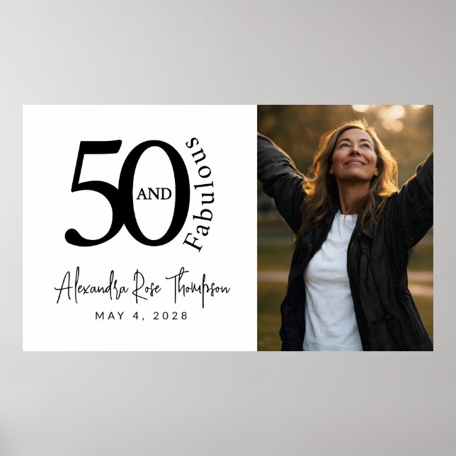 Póster Cincuenta y Fabulosa Foto Cumpleaños 50  (Frente)