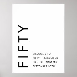 Póster Cincuenta y Fabuloso Nombre Fecha Cumpleaños 50 Pa
