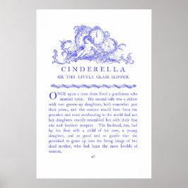 Póster Cinderella Fairy Tale Book Blue Poster
