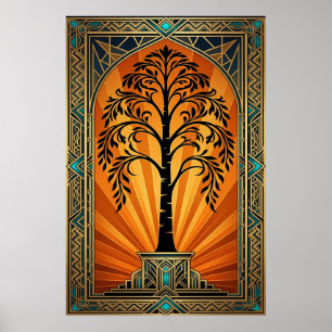 Póster Cine Art Deco Corredor de claqueta Oro