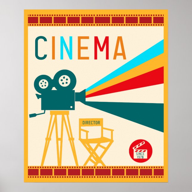 Póster Cine de estilo vintage, películas retro (Frente)