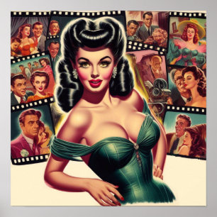 Póster Cine de glamour vintage Pin-up