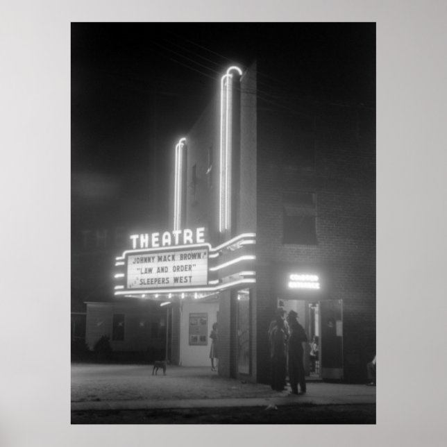 Póster Cine de noche, Greensboro, Georgia, años 40 (Frente)