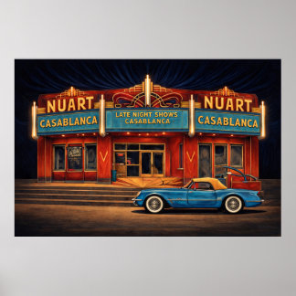 Póster Cine Nuart con un Corvette del ’54