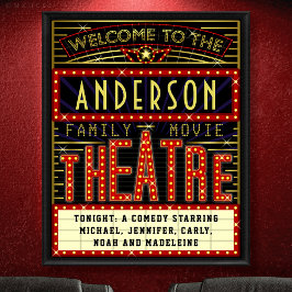 Póster Cine residencial Marquee de Movie Theater | Nombre