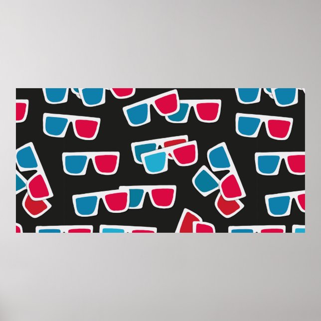 Póster Cinema, 3d glasses pattern, seamless.  (Frente)