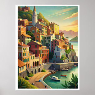 Póster Cinque Terre Italia Viajes de época